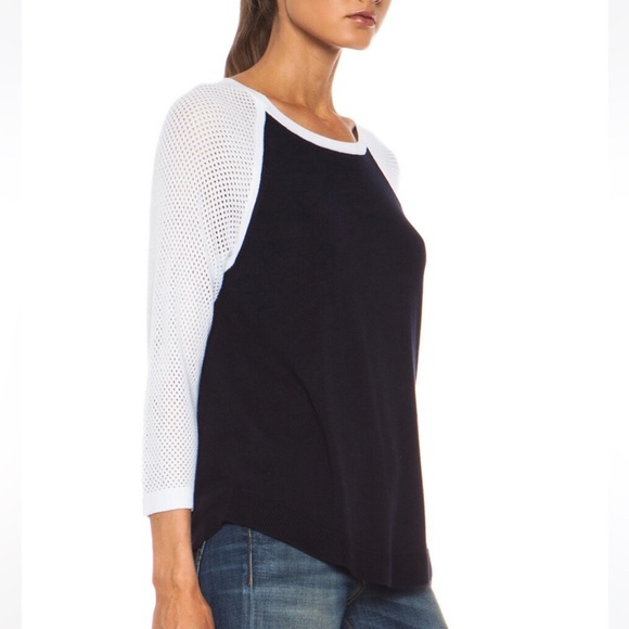 Rag & Bone, Lexie Colorblocked, Dark Navy & White Cut Out, 3/4 Sleeve’s. Large - Picture 3 of 15